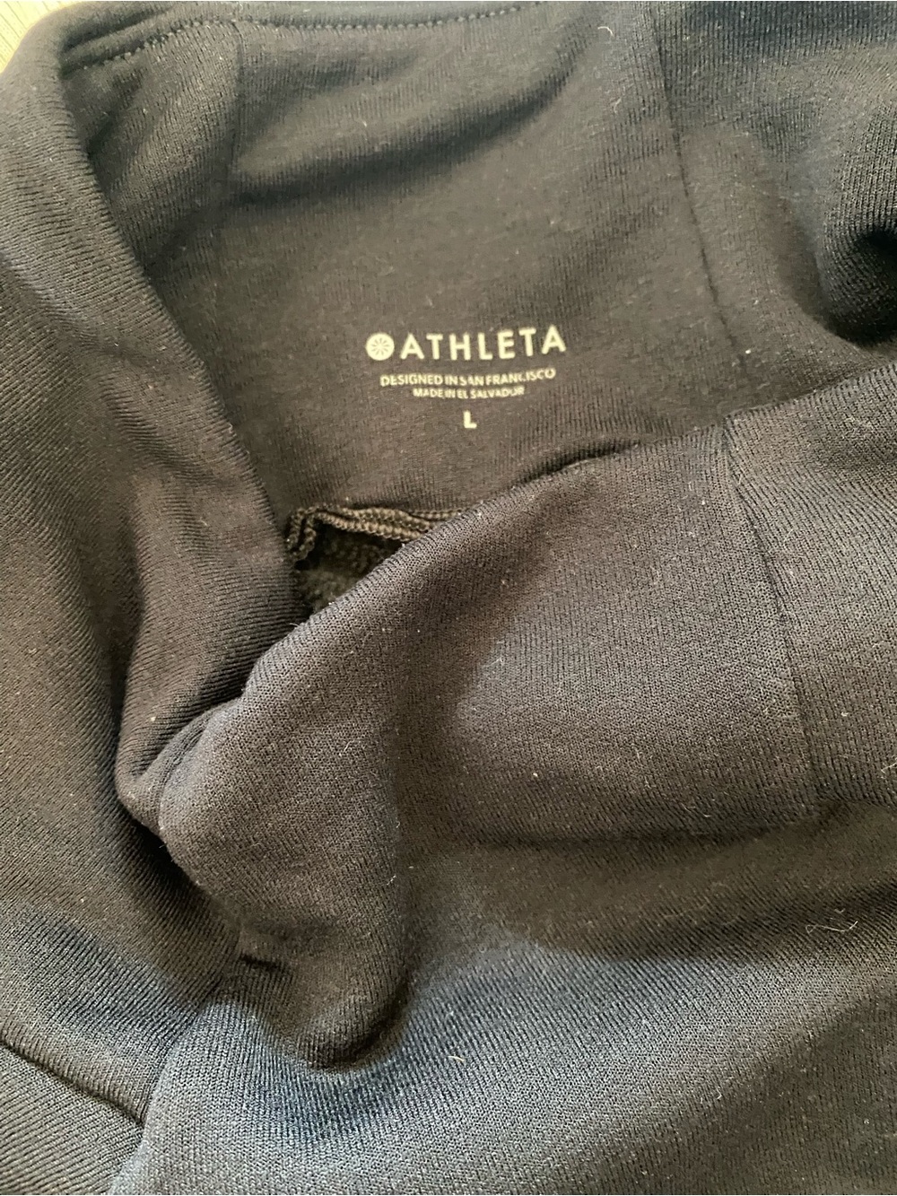 Athleta Black Fleece Lined Roll Neck Pullover Sweatshirt - size large - winter - Picture 2 of 8